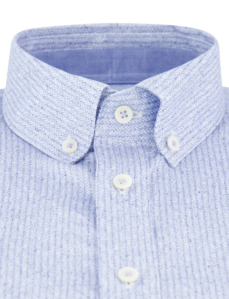 Giordano overhemd korte mouw blauw print wijde fit