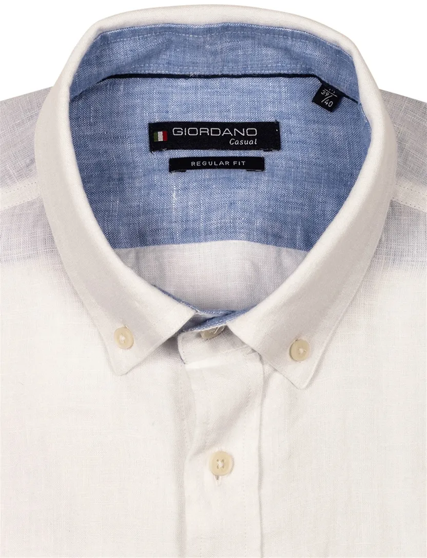 Giordano overhemd gebroken wit button-down borstzak