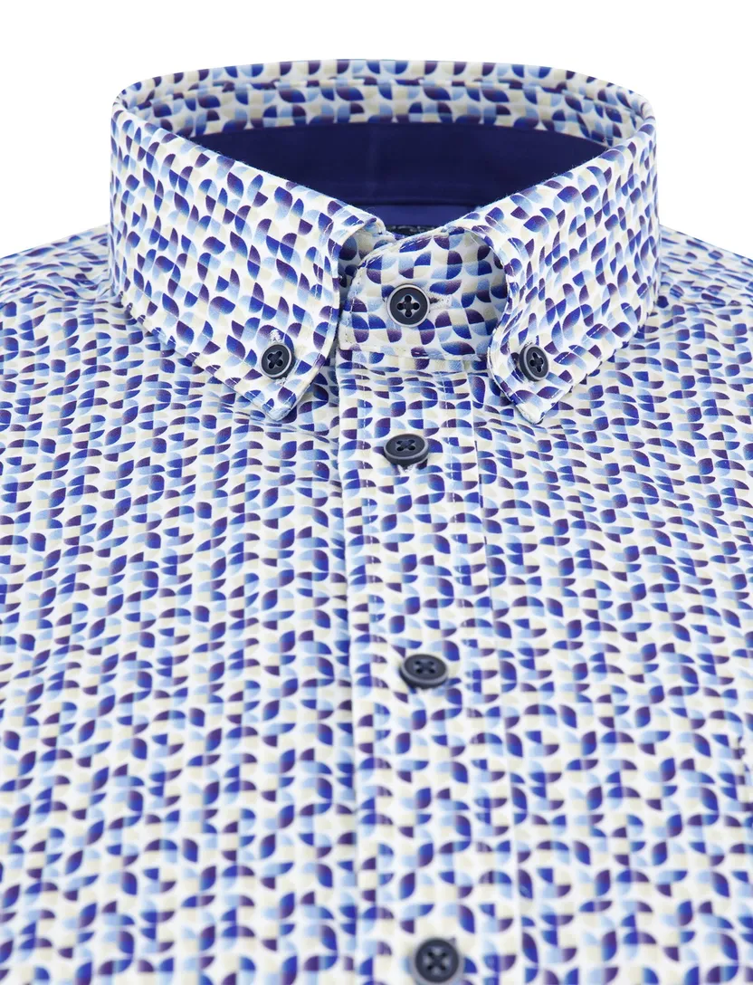 casual overhemd Giordano Regular Fit donkerblauw geprint