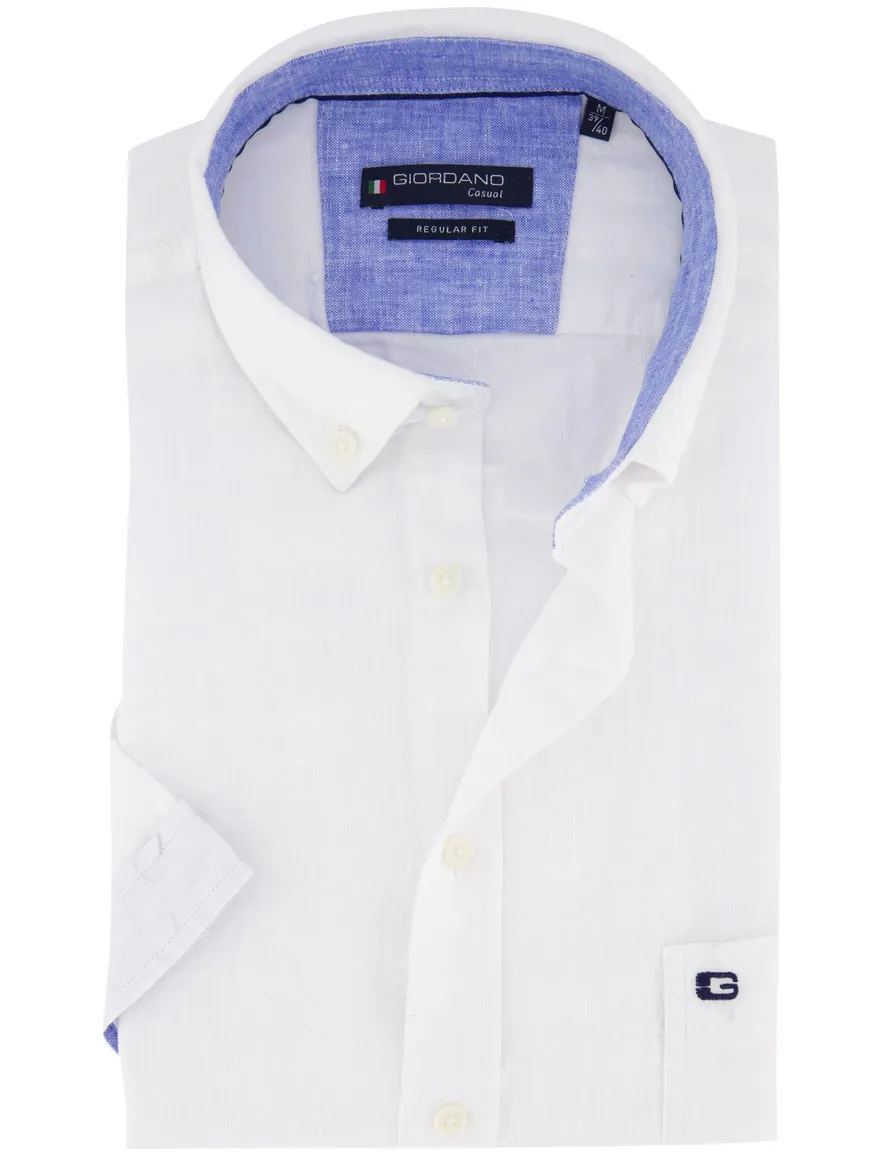 Giordano overhemd korte mouw wit button-down
