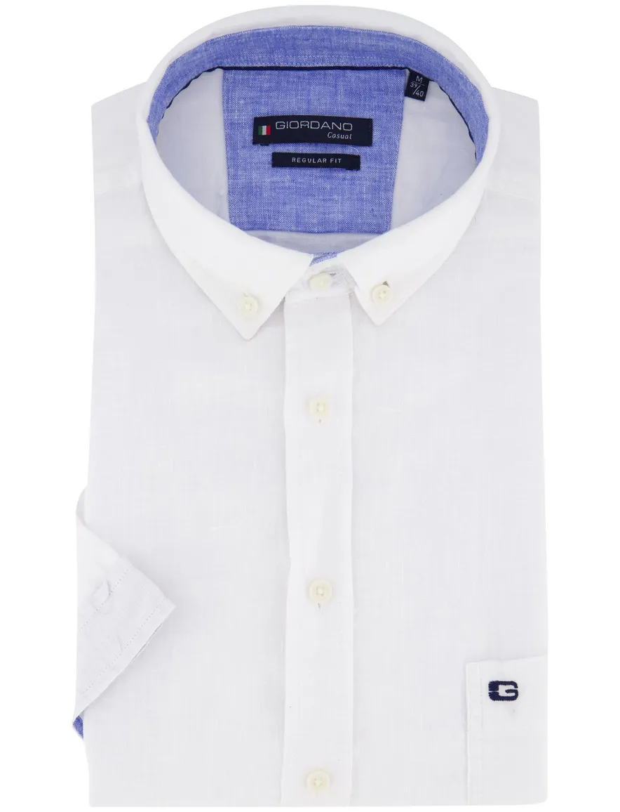 Giordano overhemd korte mouw wit button-down
