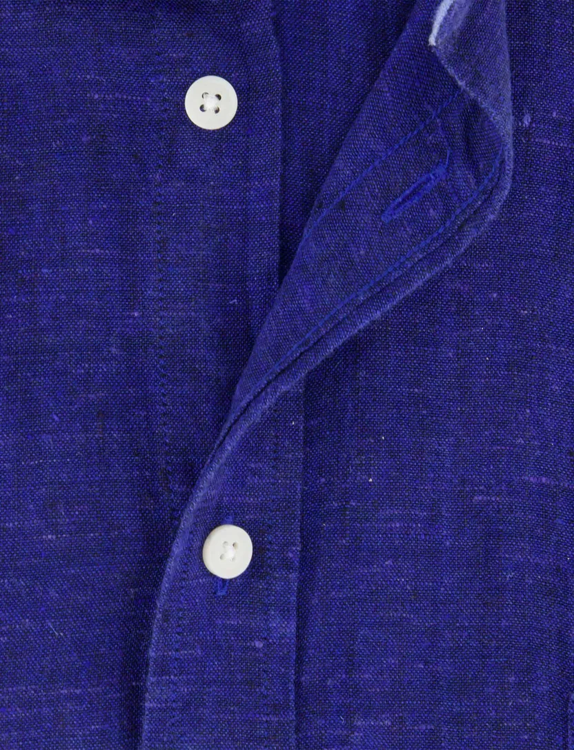 Giordano overhemd korte mouw navy button-down linnen
