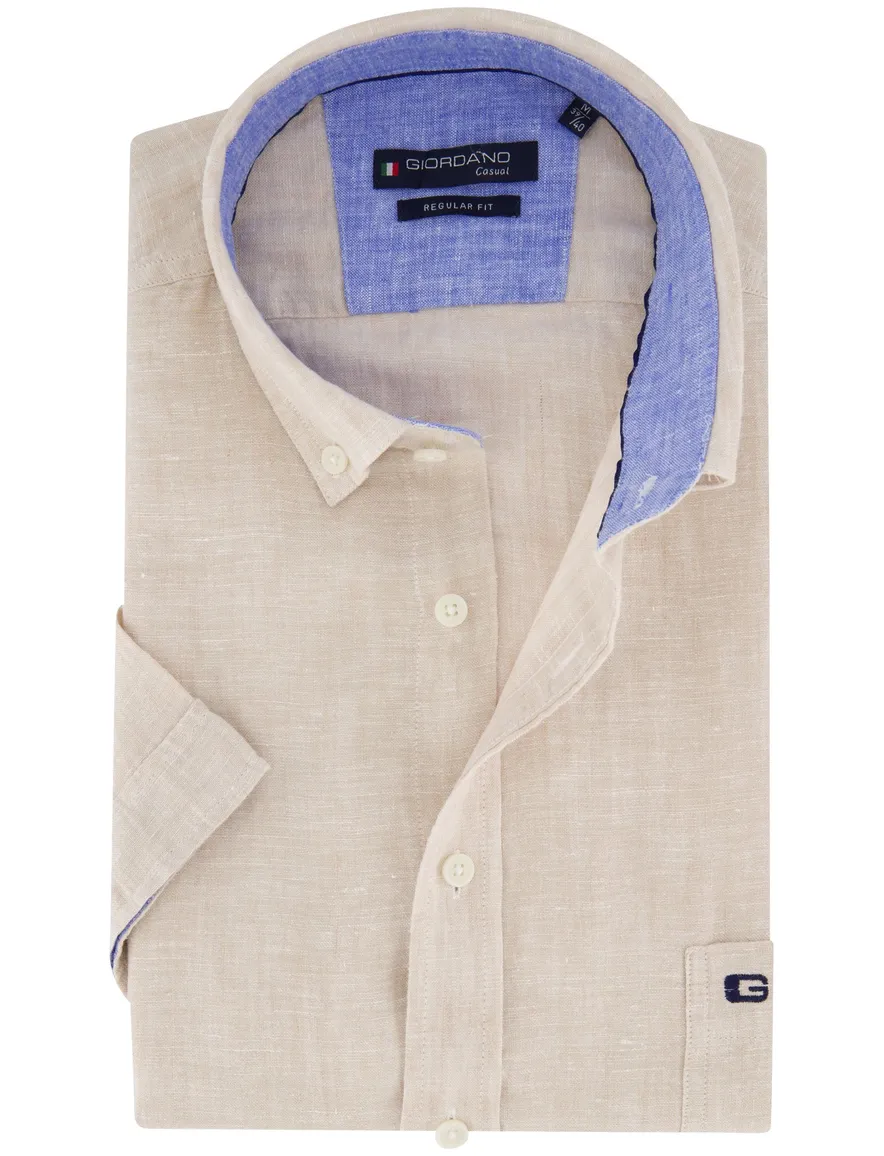 Giordano overhemd korte mouw beige