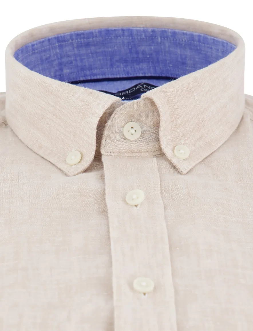 Giordano overhemd korte mouw beige