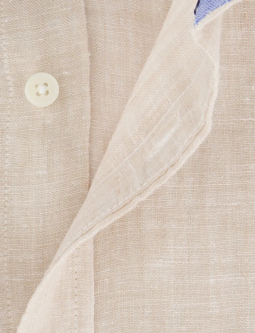 Giordano linnen overhemd korte mouw beige
