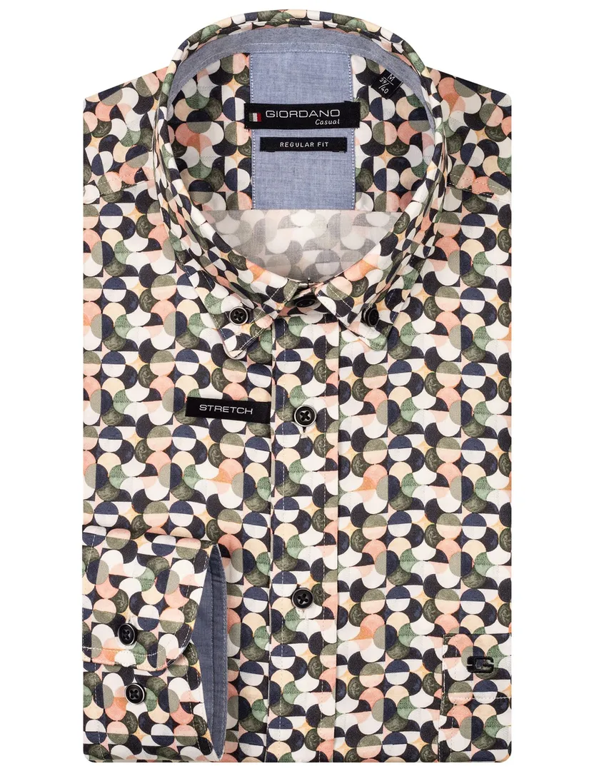 Giordano overhemd stretch roze geprint