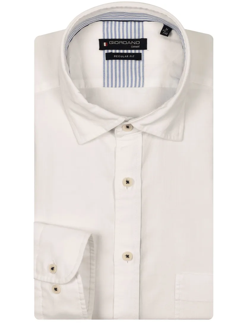 Giordano overhemd tencel wit borstzak