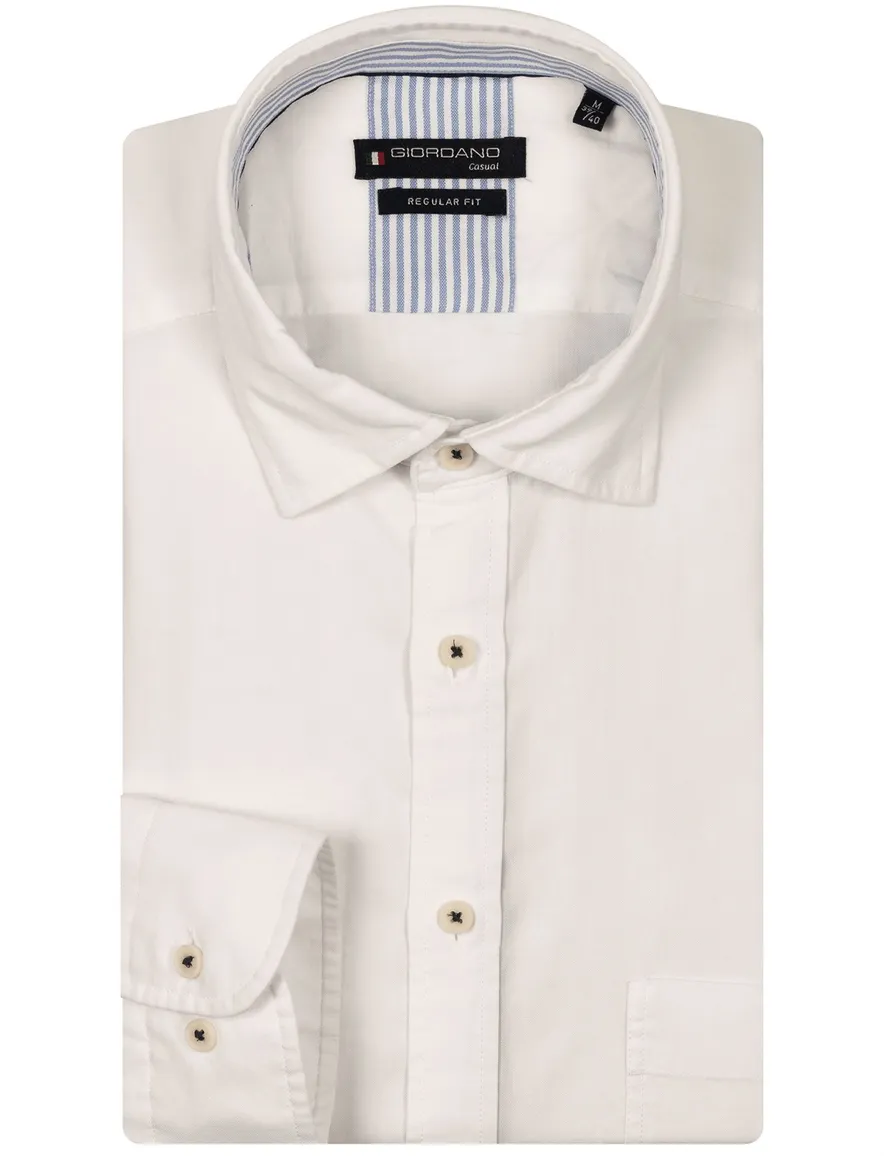 Giordano overhemd wit borstzak tencel