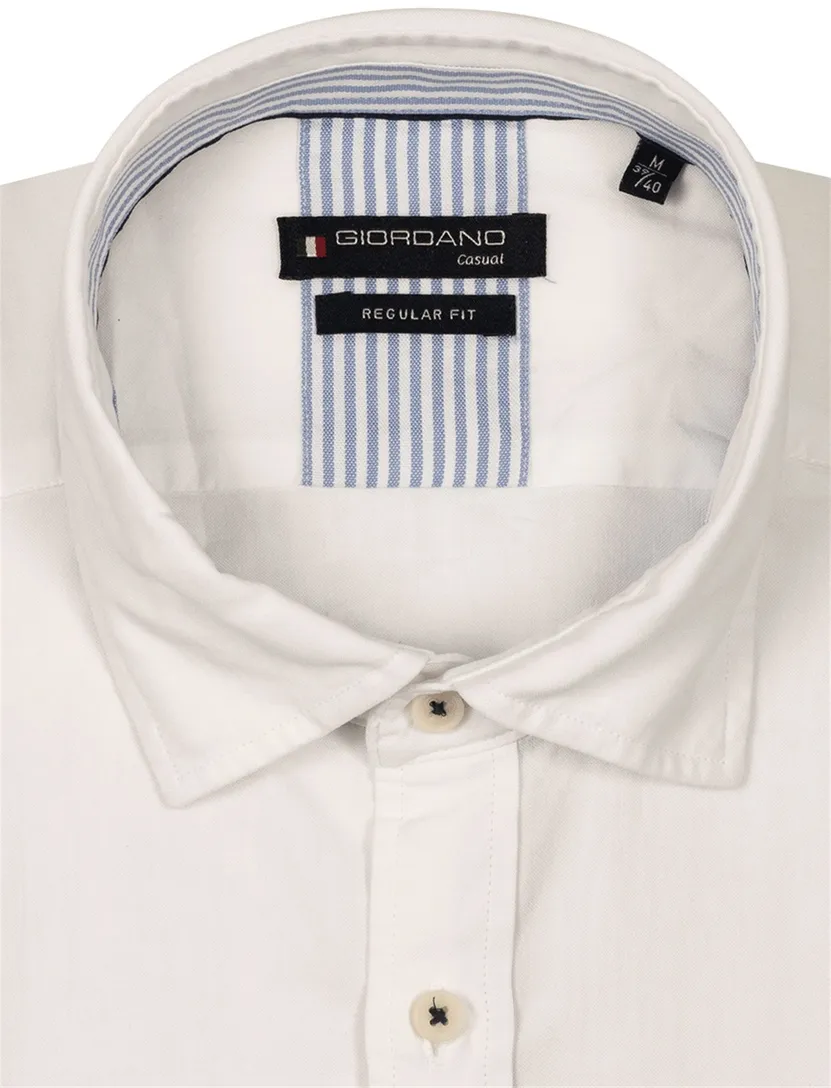 Giordano overhemd tencel wit borstzak