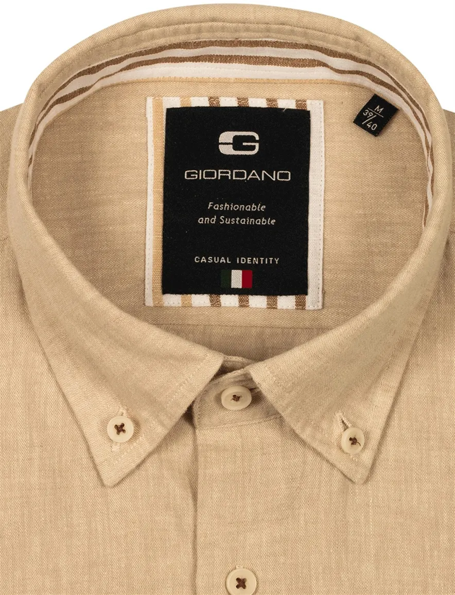 Giordano overhemd camel button-down