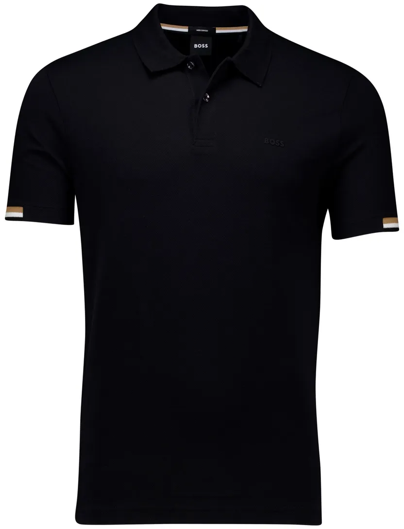 Boss Parlay polo zwart 2 knoops fastener
