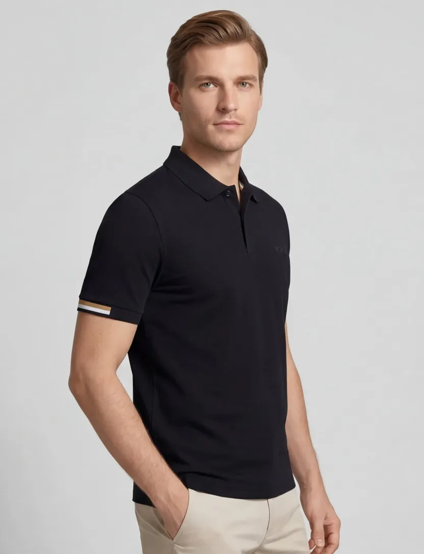 Boss Parlay polo zwart 2 knoops fastener