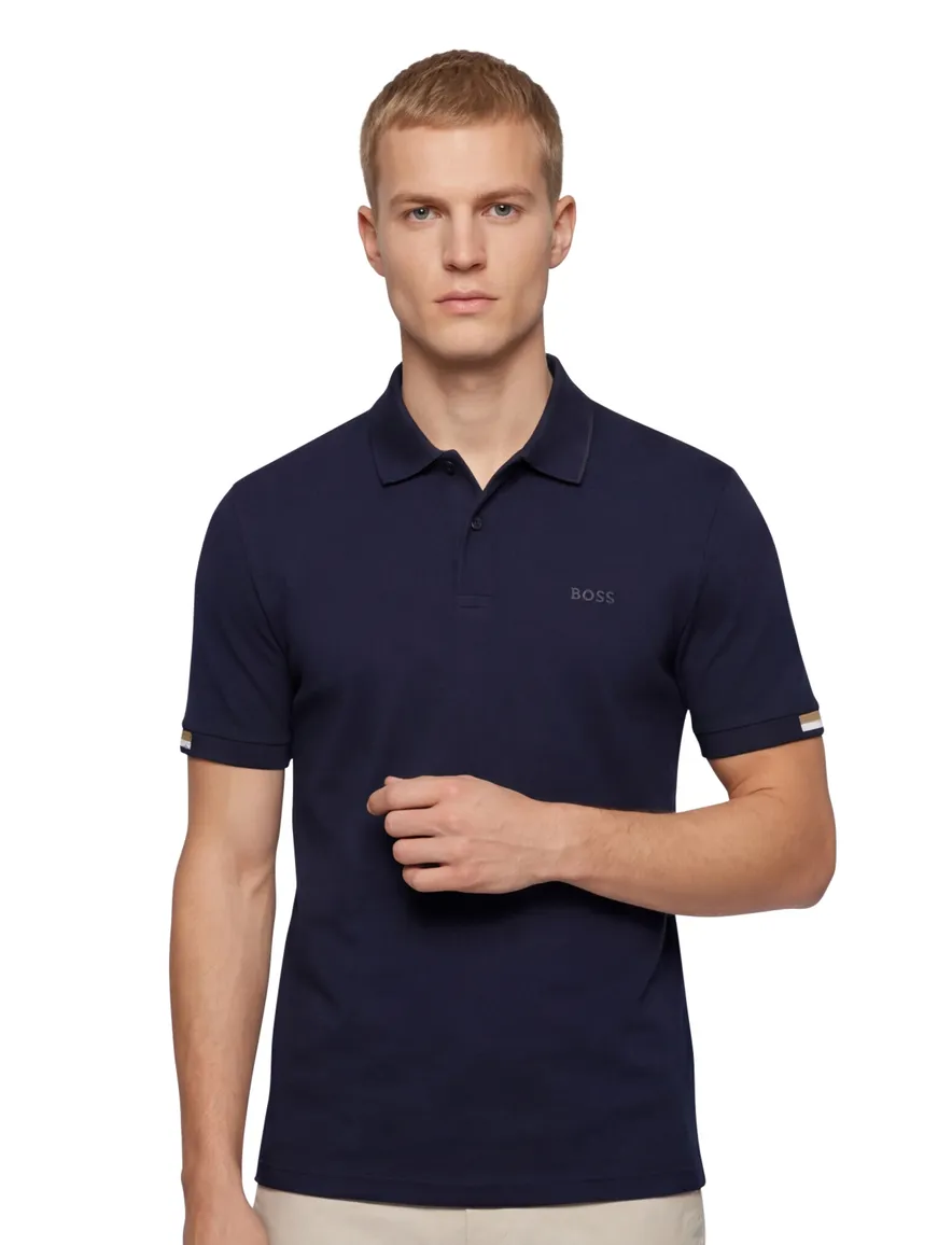 Boss Black Parlay poloshirt donkerblauw pique