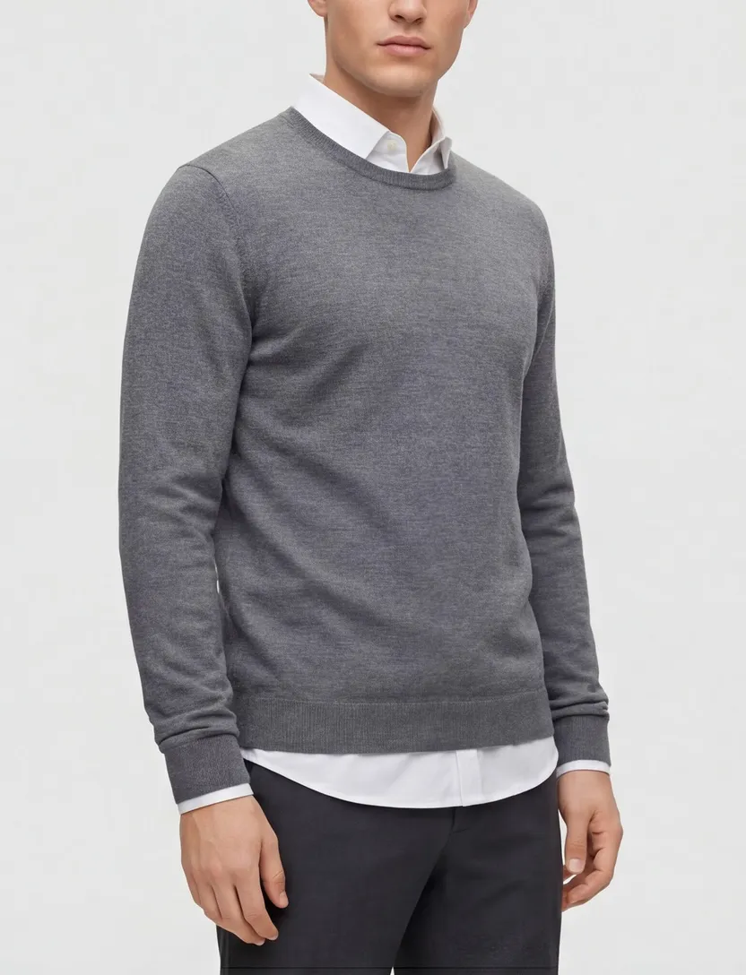Boss trui Finest Italian Yarn grijs gebreid