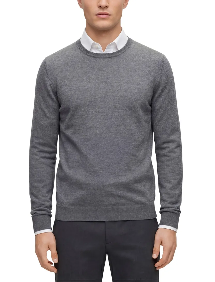 Boss trui Finest Italian Yarn grijs gebreid