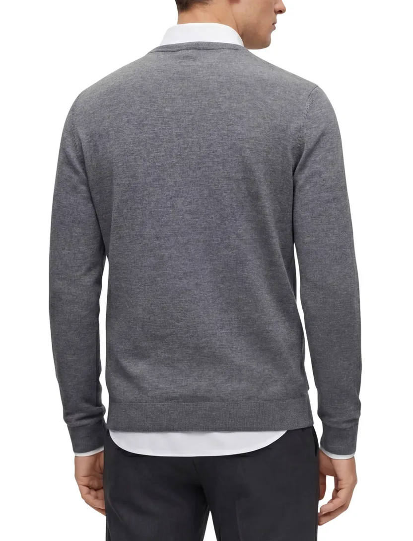Boss trui Finest Italian Yarn grijs gebreid
