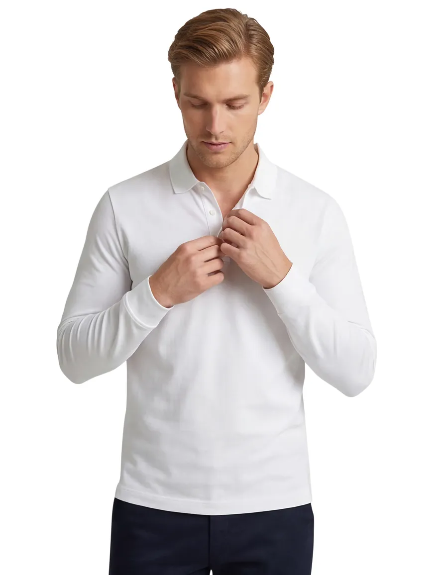 Polo wit lange mouw Pado BOSS Black