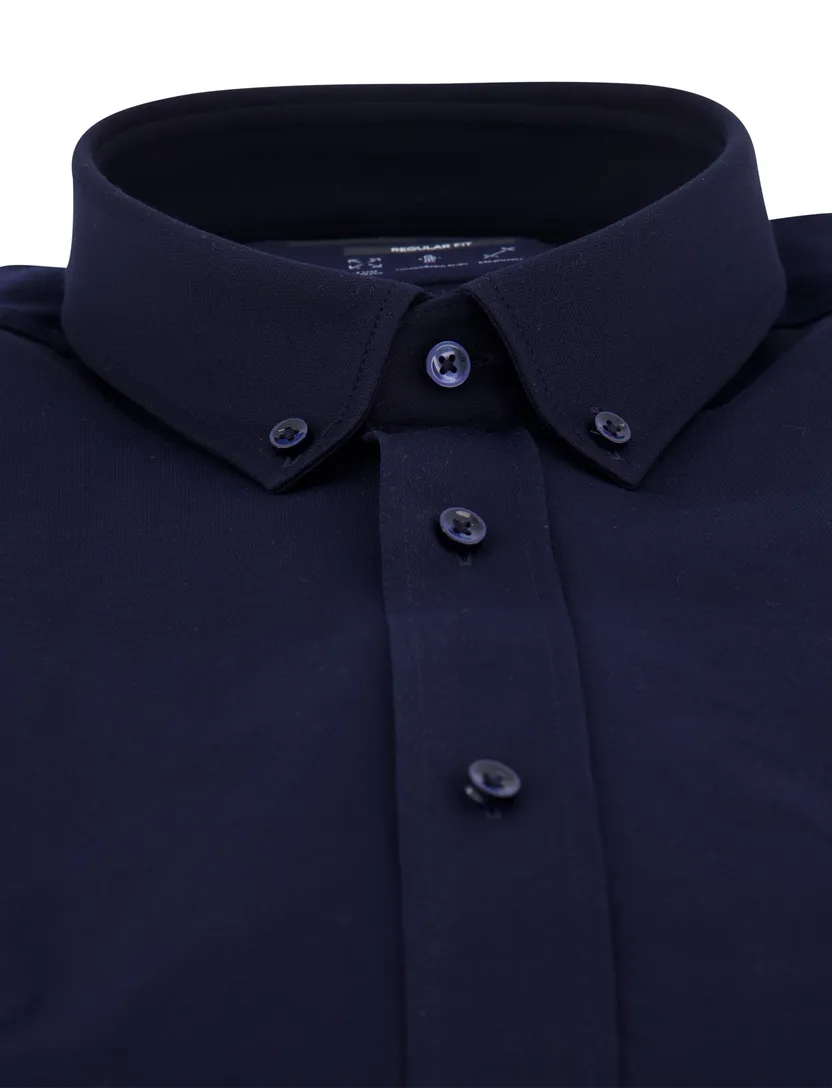 overhemd Boss Regular Fit donkerblauw effen