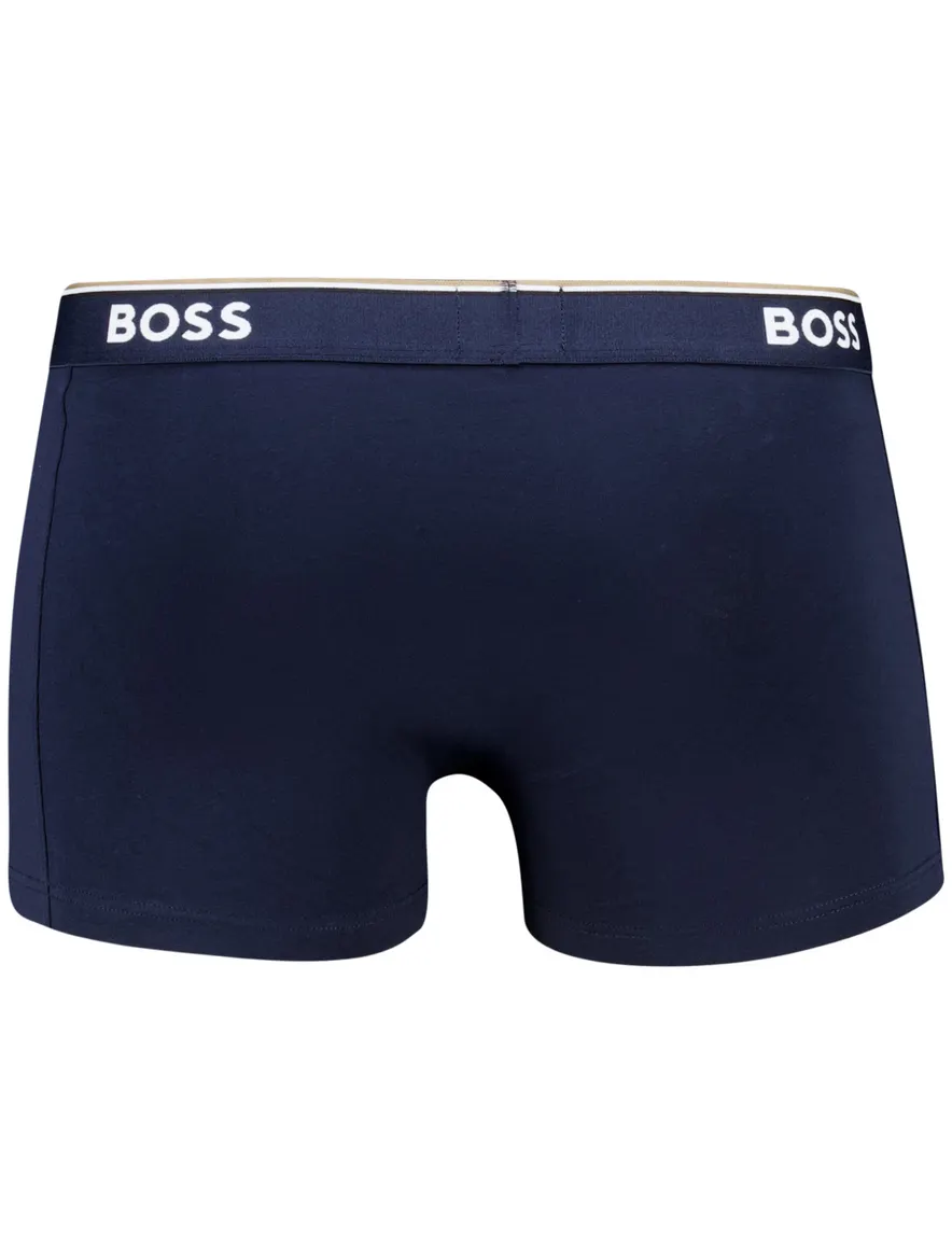 BOSS Black Boxershorts 3-pack donkerblauw effen katoen