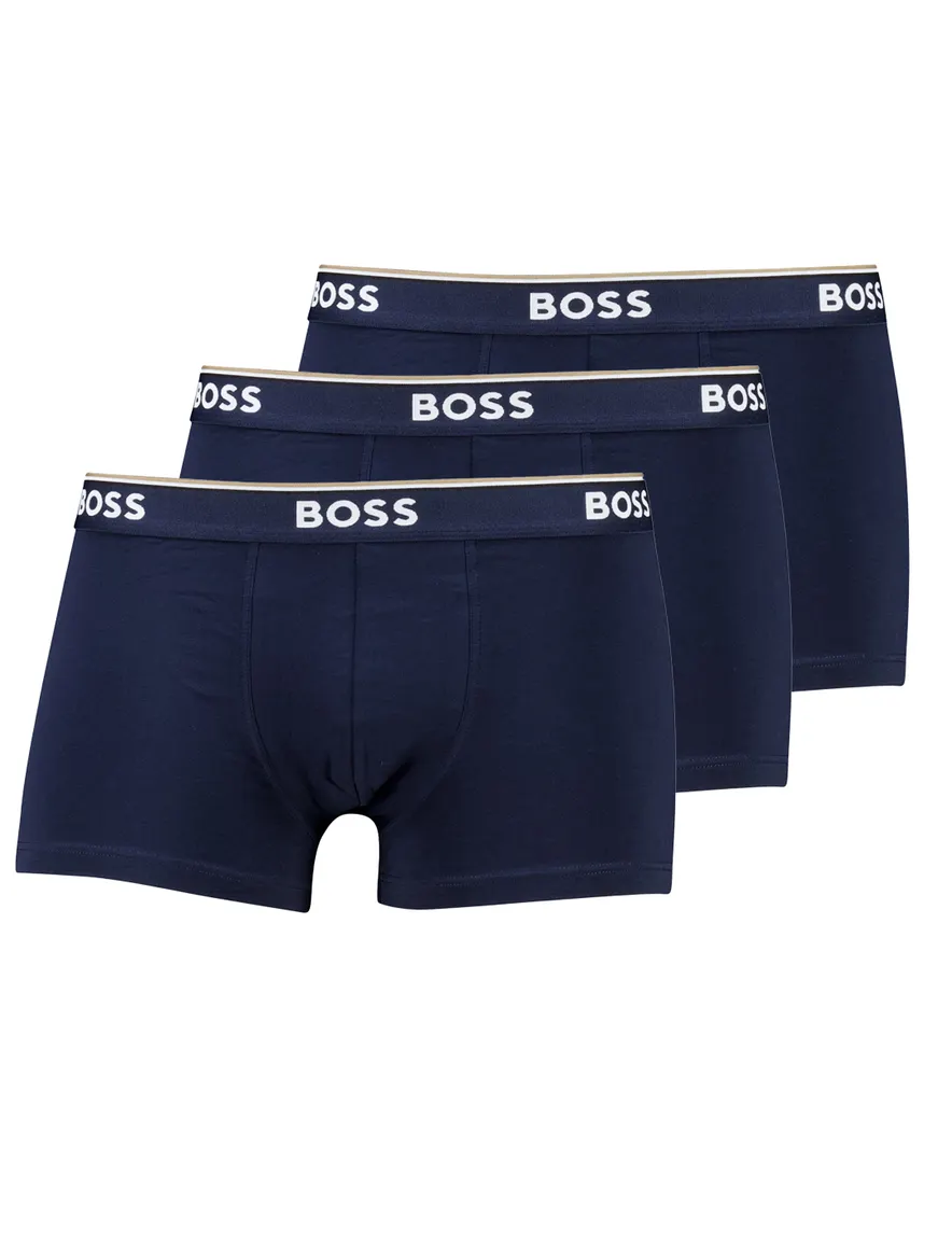 BOSS Black Boxershorts 3-pack donkerblauw effen katoen