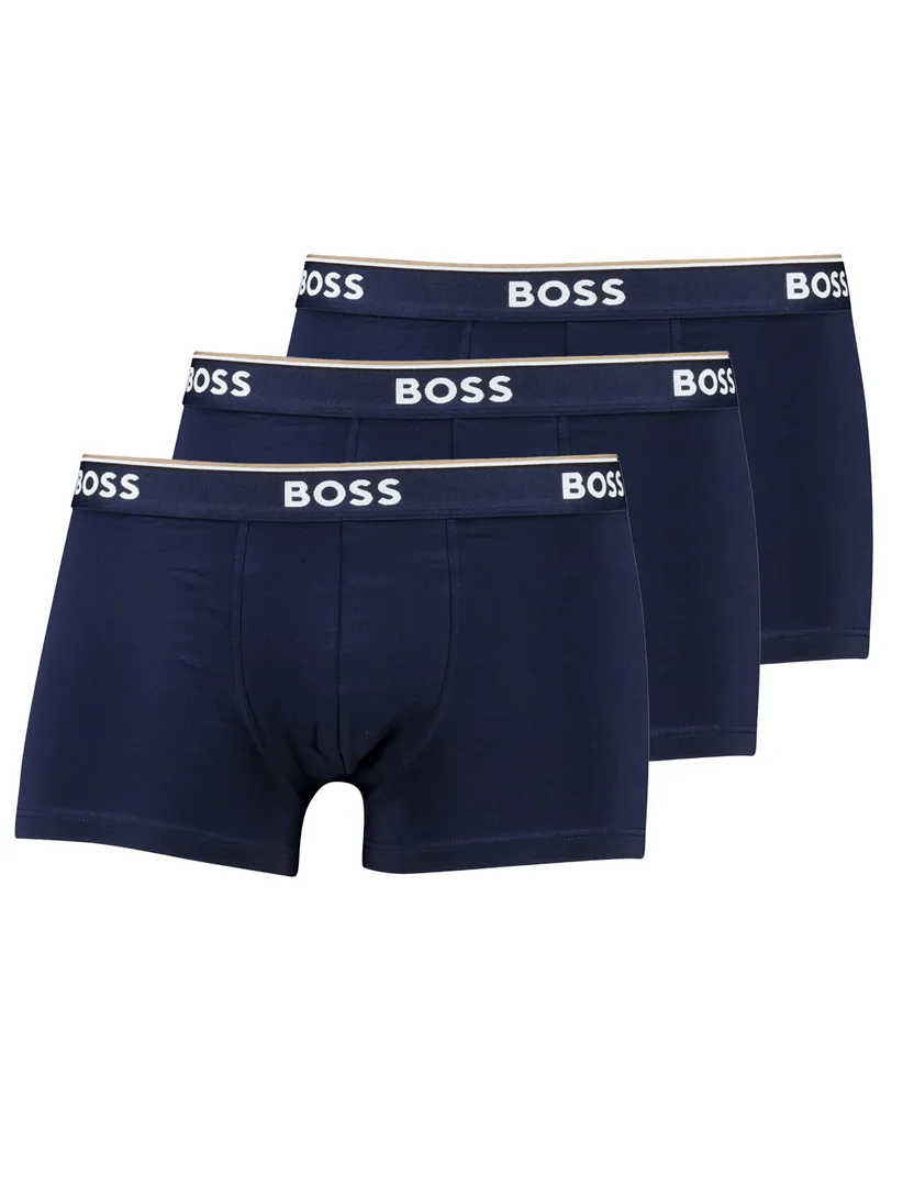 BOSS Black Boxershorts 3-pack donkerblauw effen stretch