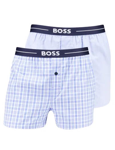 Hugo Boss Boss Boxershort lichtblauw geruit- effen