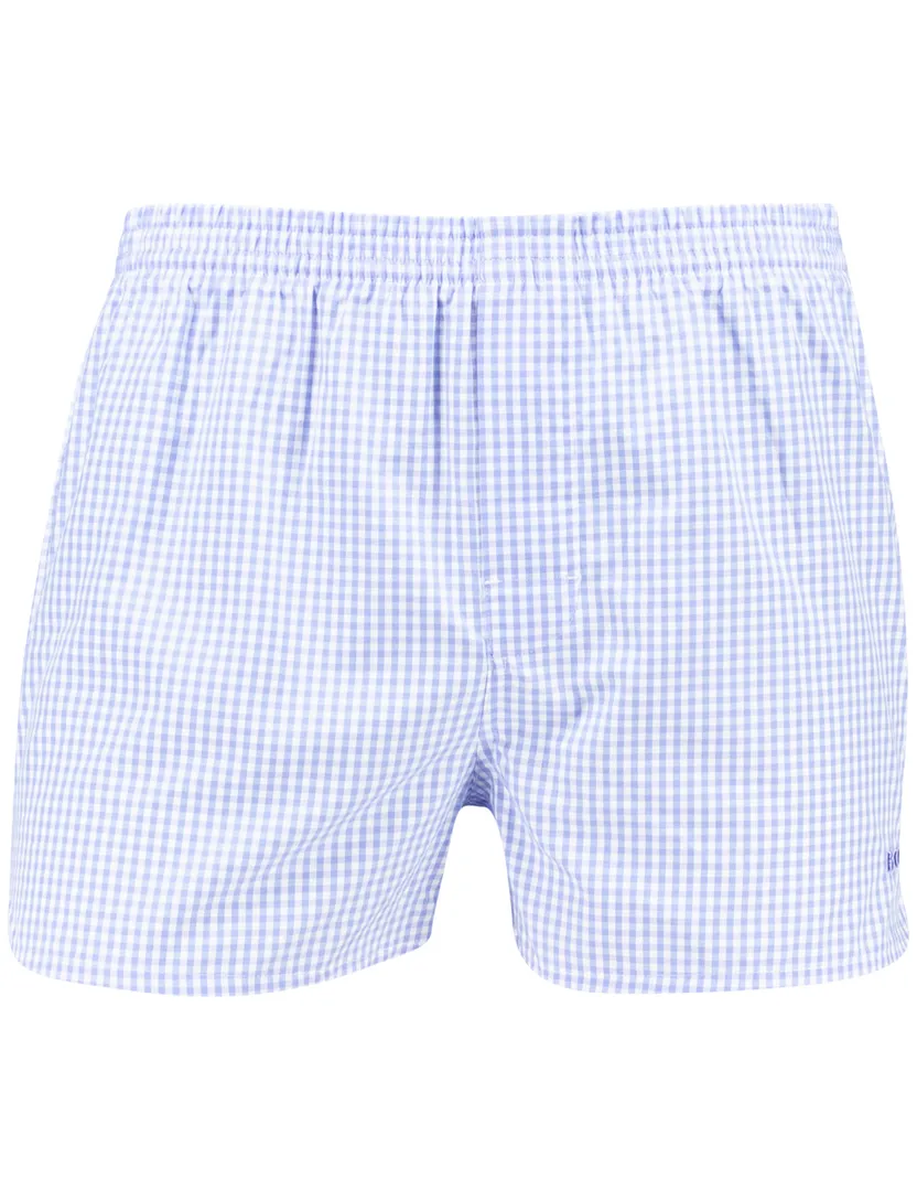 BOSS Black boxershorts lichtblauw geprint katoen 2-pack