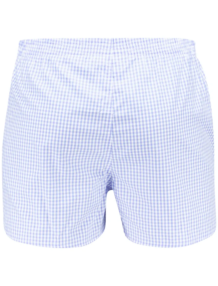 BOSS Black boxershorts blauw-wit gestreept-geruit 2-pack