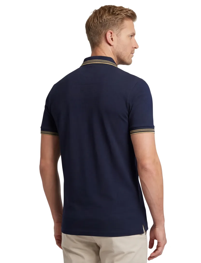 katoenen Boss Green KM polo paul donkerblauw slim fit