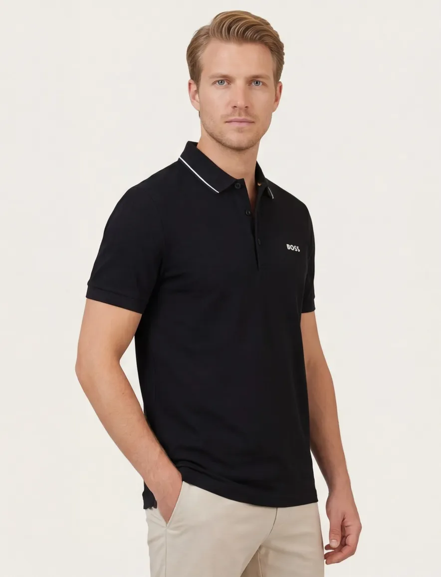 Boss Paule 4 polo zwart korte mouw