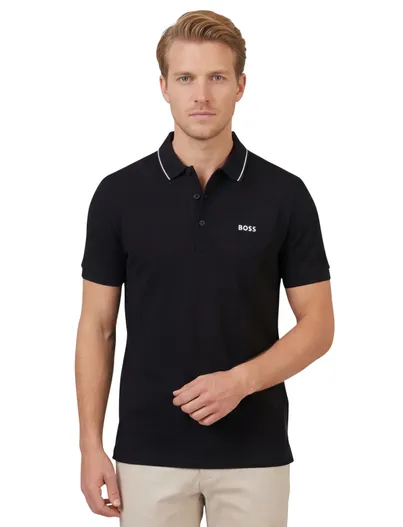Hugo Boss Boss Paule poloshirt effen zwart korte mouw slim fit