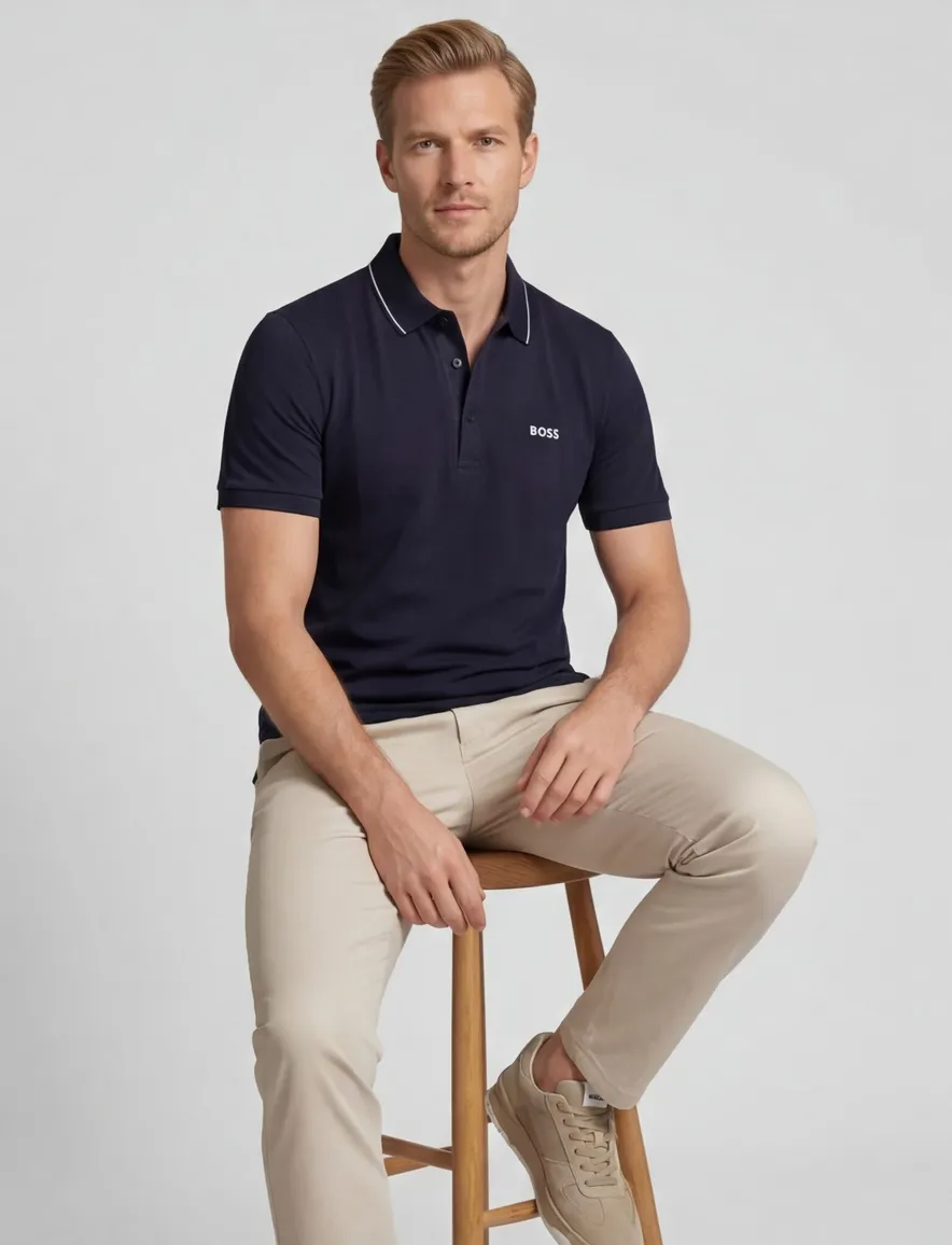 BOSS polo Paule 4 donkerblauw slim fit