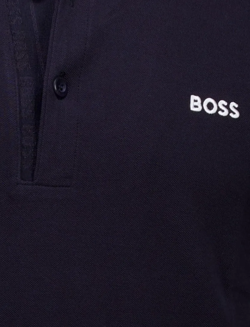 BOSS polo Paule 4 donkerblauw slim fit effen 100% katoen
