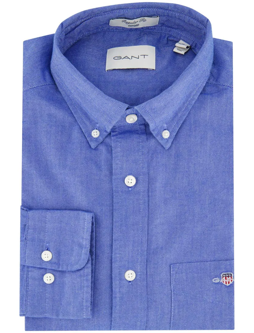 Gant overhemd blauw gemeleerd wijde fit