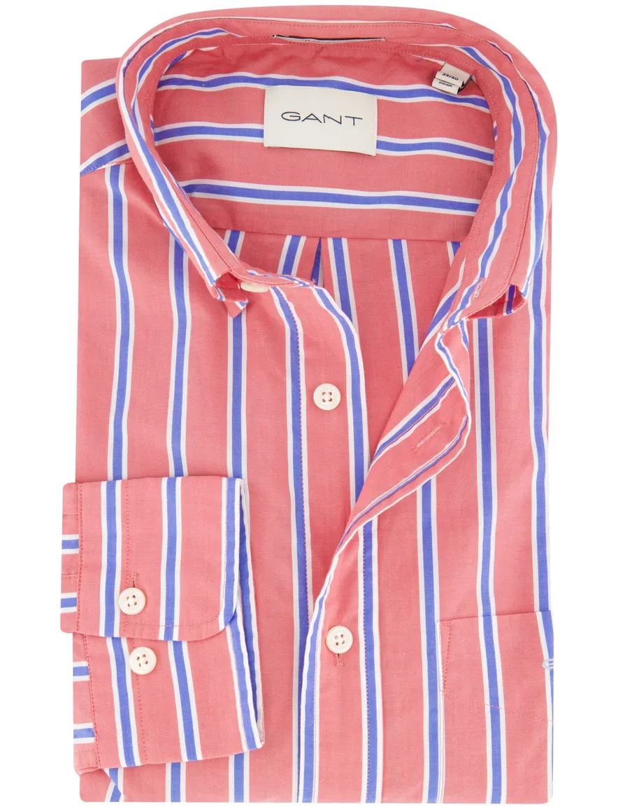 Gant overhemd rood gestreept button-down