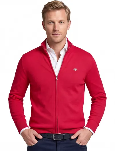 Gant katoenen Gant vest rood effen normale fit