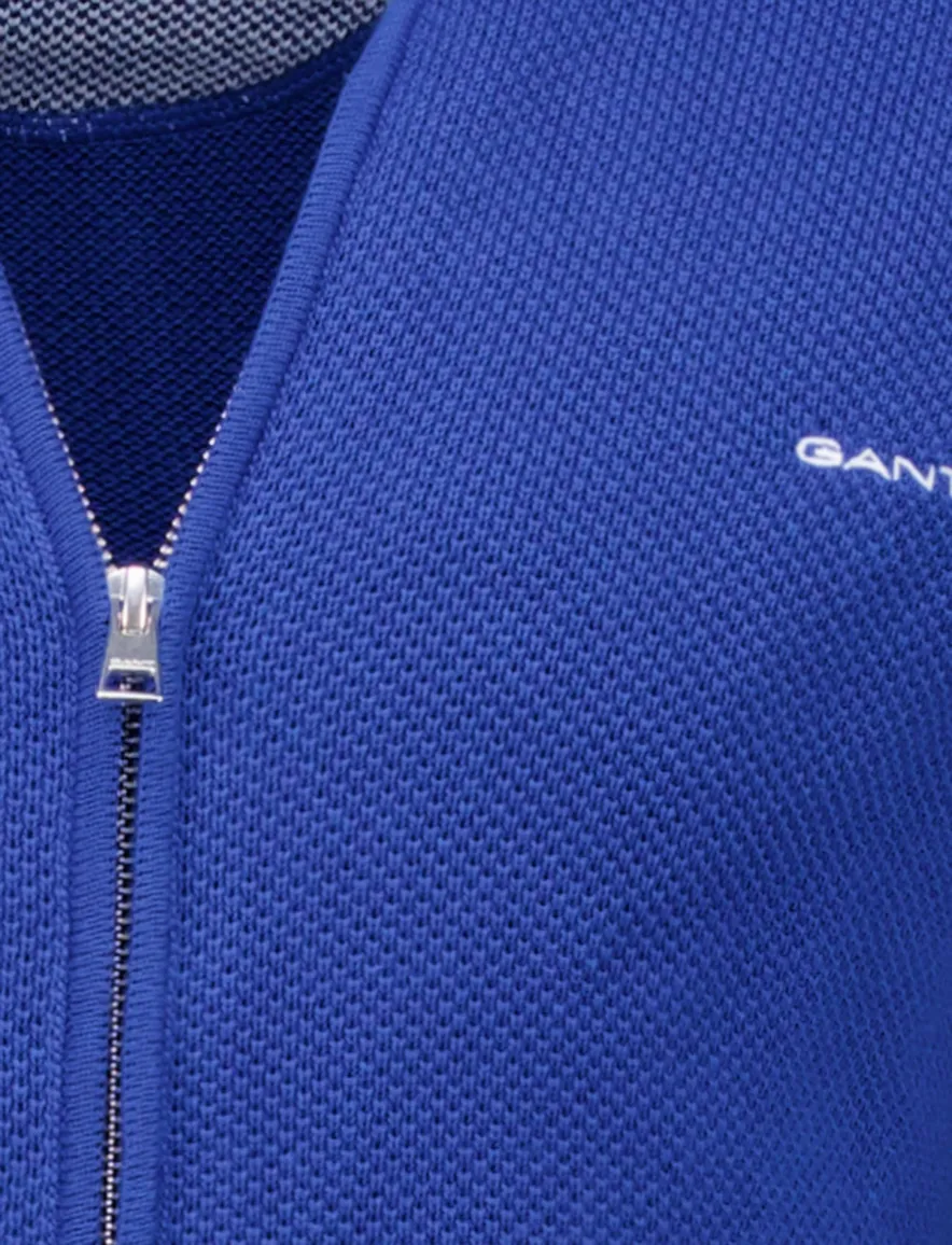 Gant vest effen blauw katoen normale fit met logo