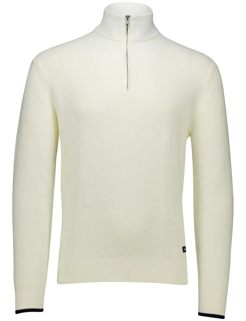 Gant trui half zip crème normale fit katoen