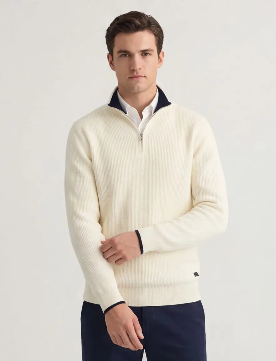 Gant trui half zip donkerblauw