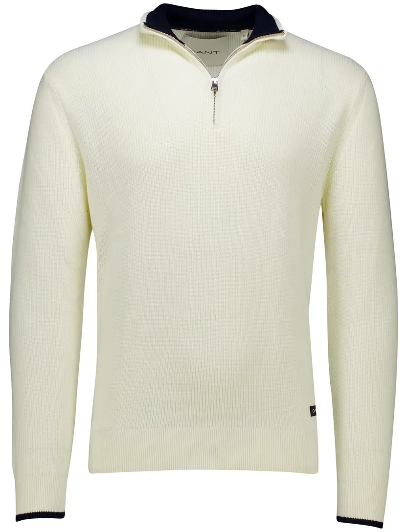 Gant trui half zip crème normale fit katoen