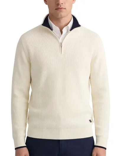 Gant katoenen Gant trui half zip crème effen