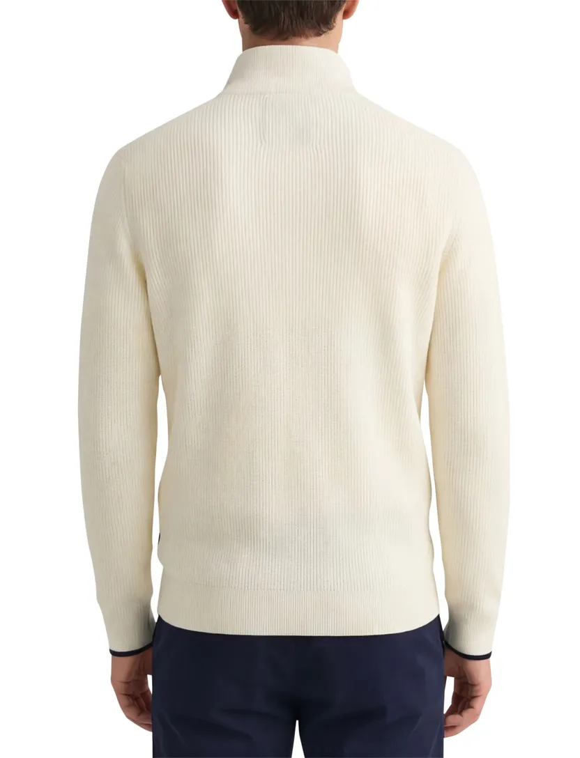 Gant trui half zip crème normale fit katoen