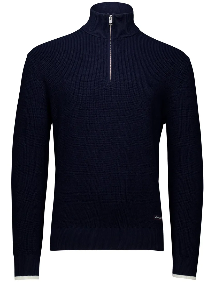 katoenen Gant trui effen donkerblauw normale fit