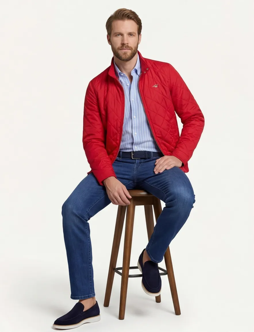 Gant jack rood effen hoge hals