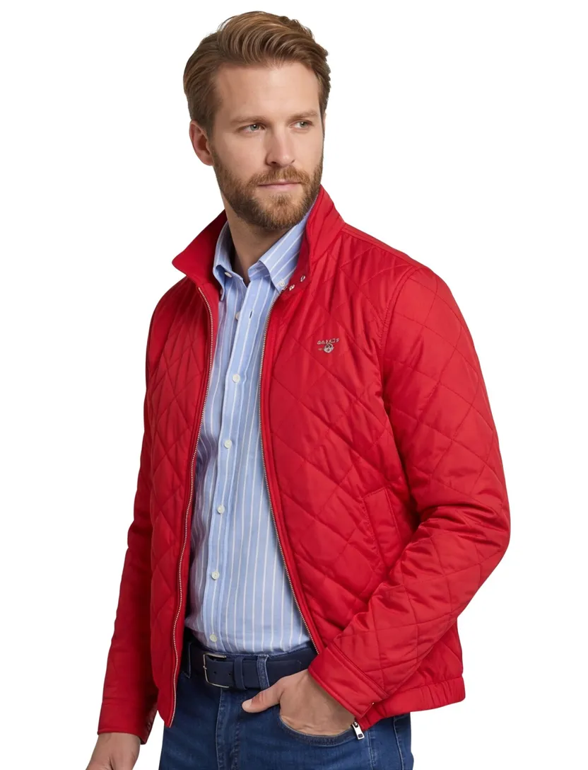 Gant jack rood effen hoge hals