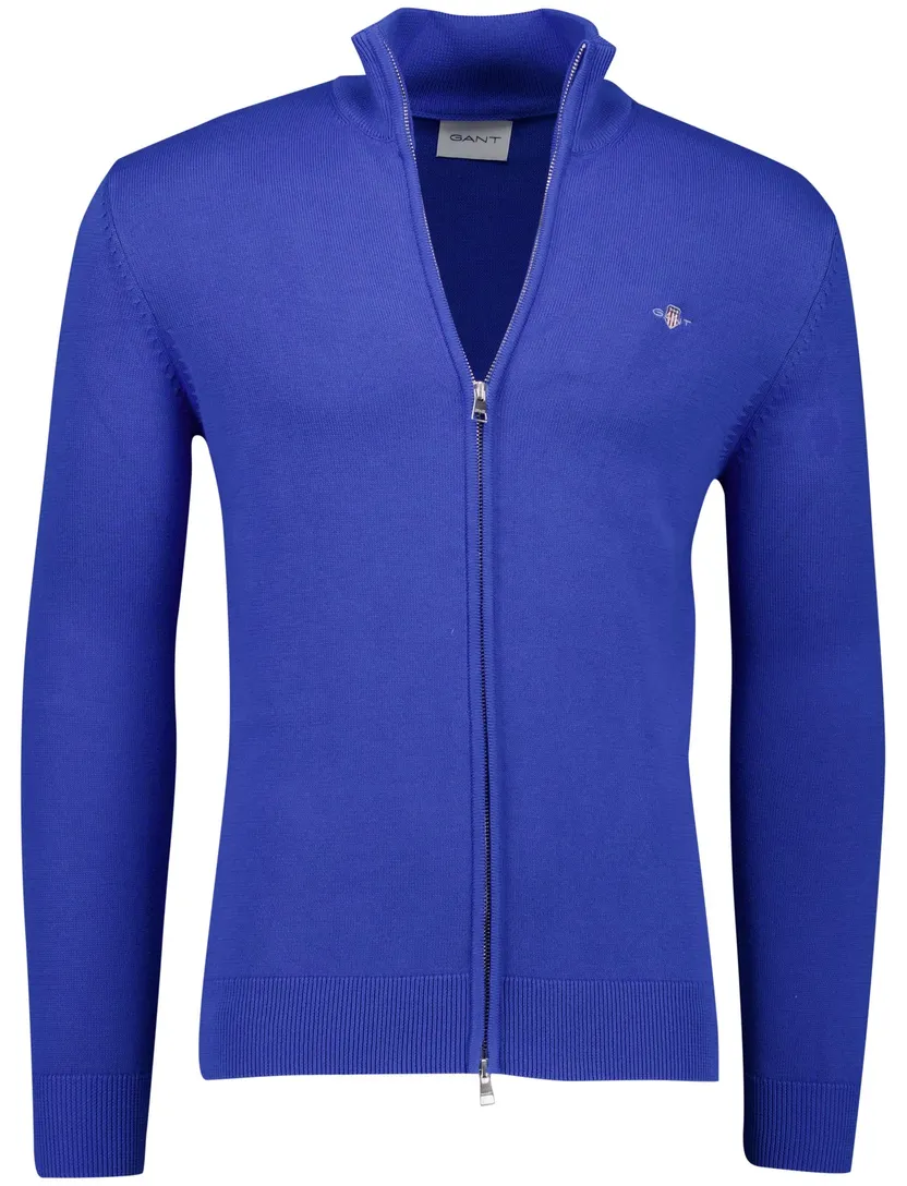 katoenen Gant vest normale fit effen blauw