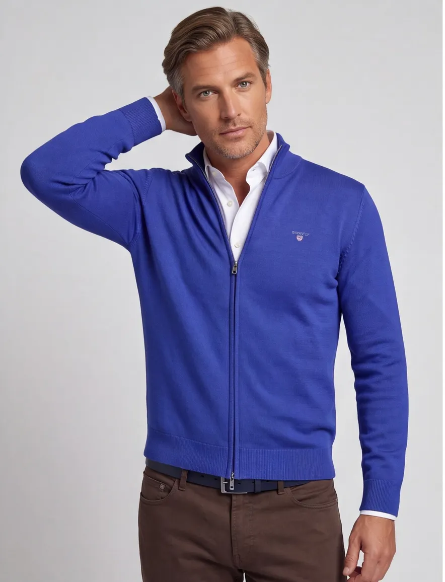 Gant vest blauw effen katoen normale fit