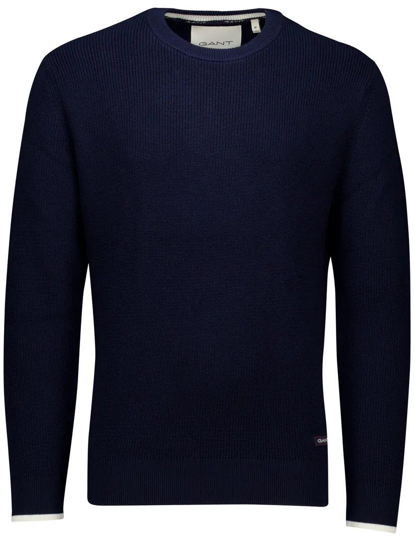 katoenen Gant trui donkerblauw gebreid normale fit