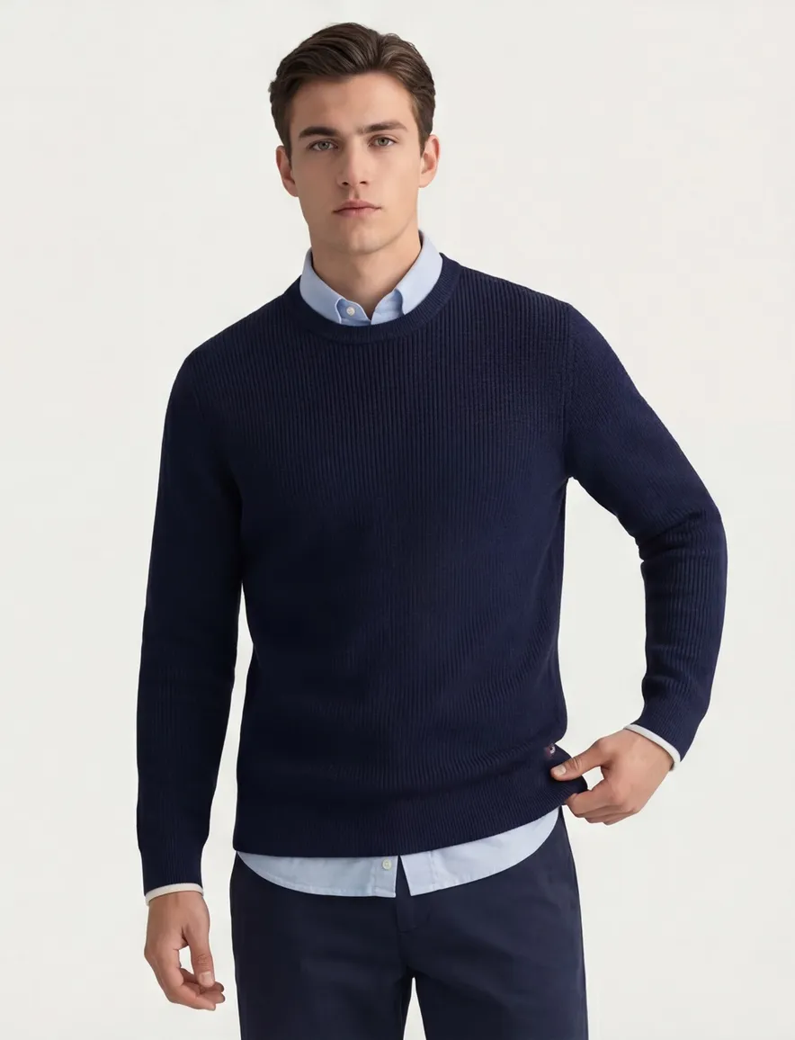 Gant ribbed trui navy