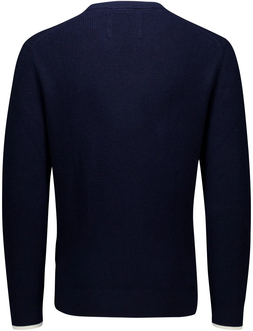 Gant trui gebreid effen donkerblauw normale fit katoen